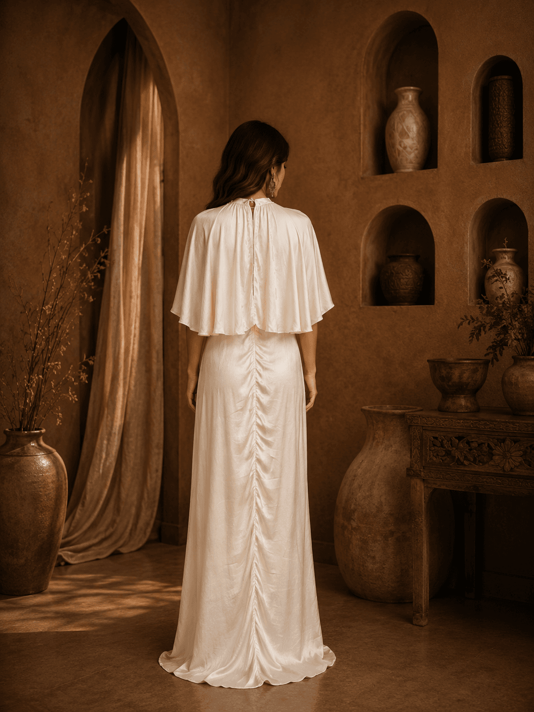 Nomad Luxe Cape Gown White