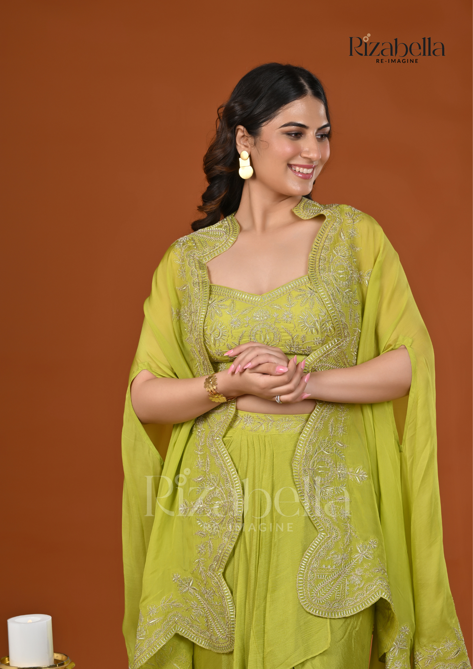 3 PCS bust, drappe skirt with heavy dupatta