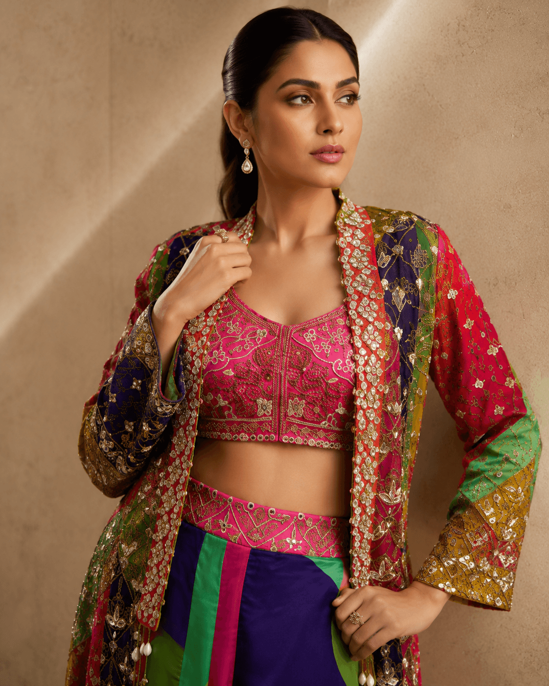 Rizabella Noor Luxe Co-Ord WITH Jacket Set Pink