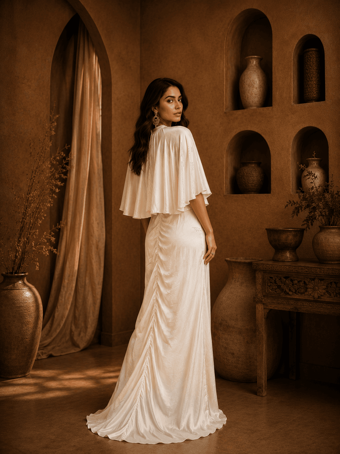 Nomad Luxe Cape Gown White