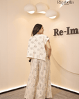 Metallic embroidered cape plazzo set
