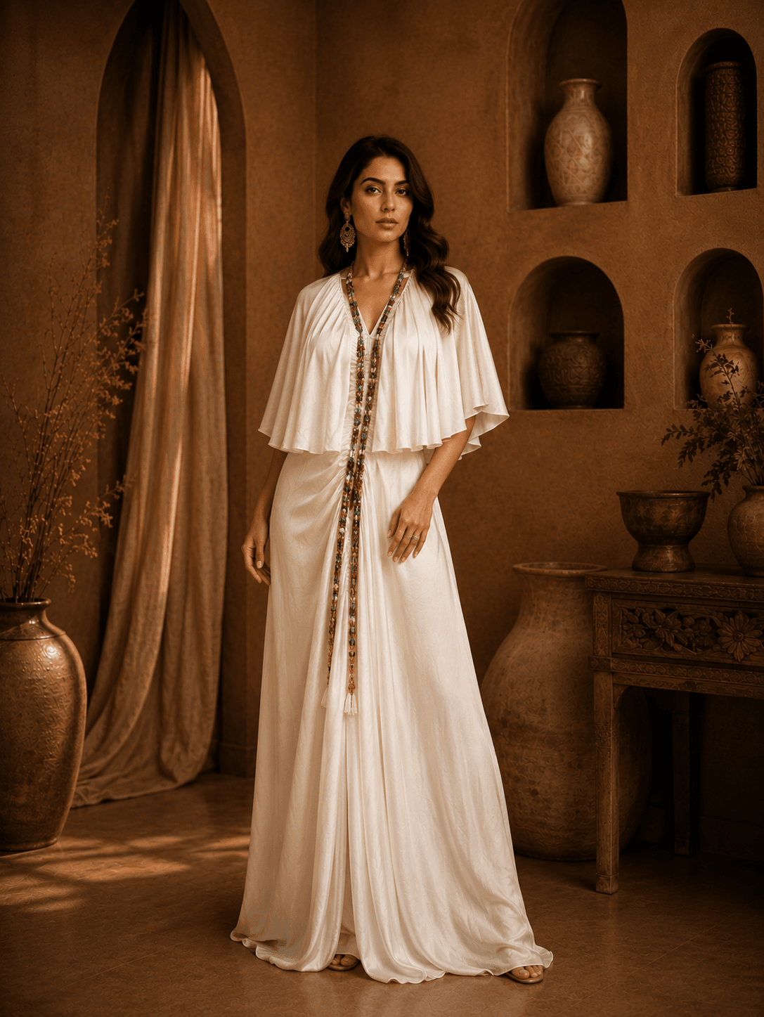 Nomad Luxe Cape Gown White
