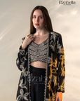 Noir Monarch Embroidered Cape Set