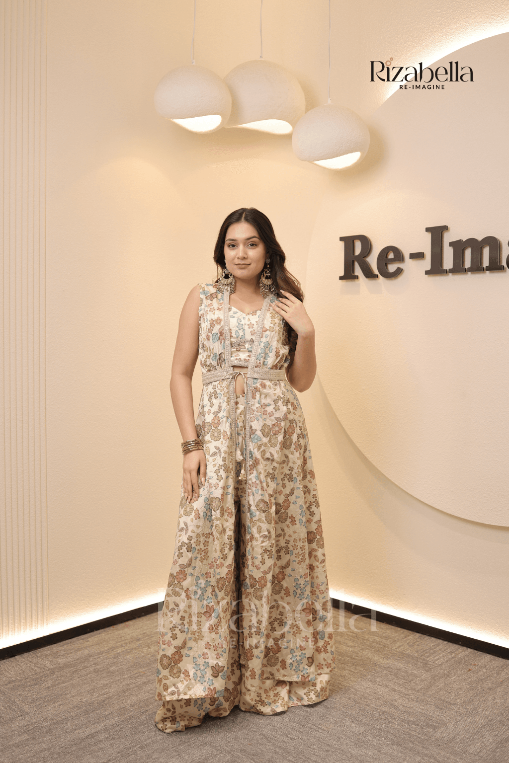 Belted Indo-Western Cape Set
