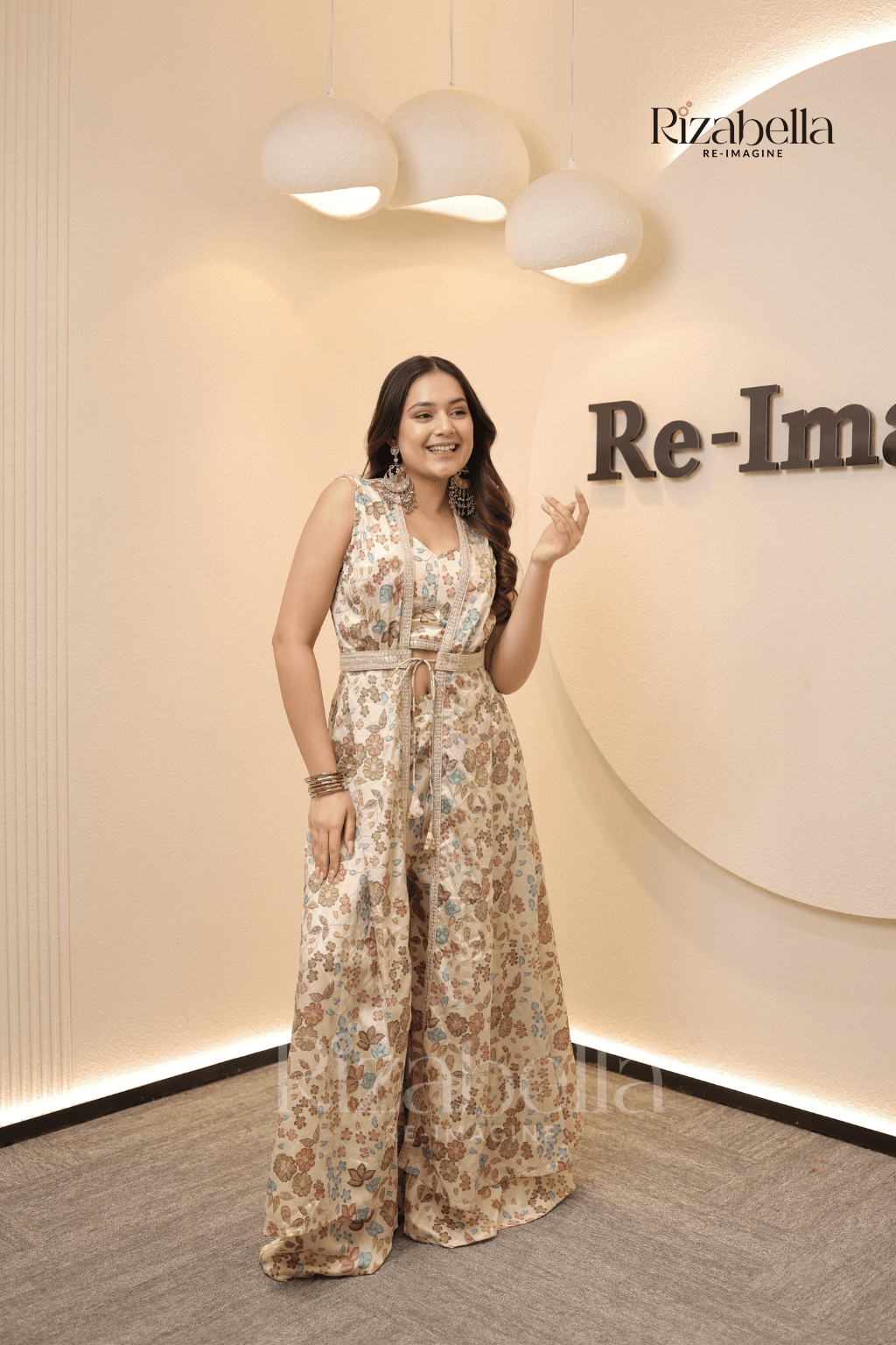 Belted Indo-Western Cape Set