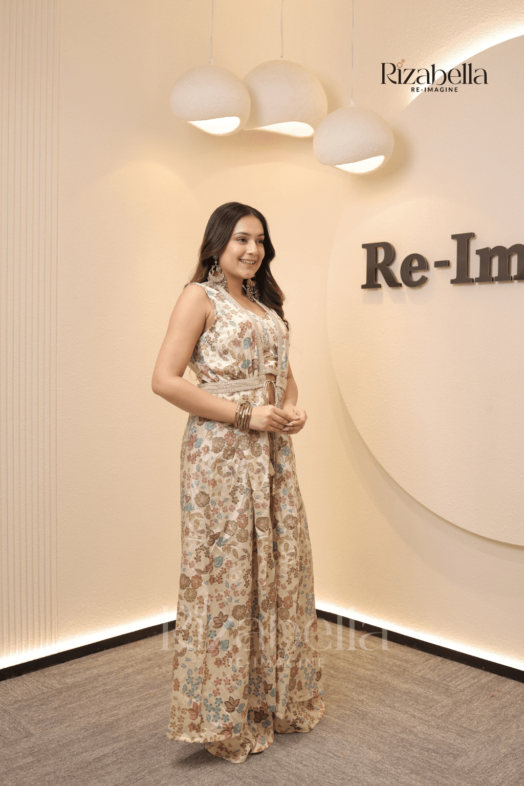 Belted Indo-Western Cape Set