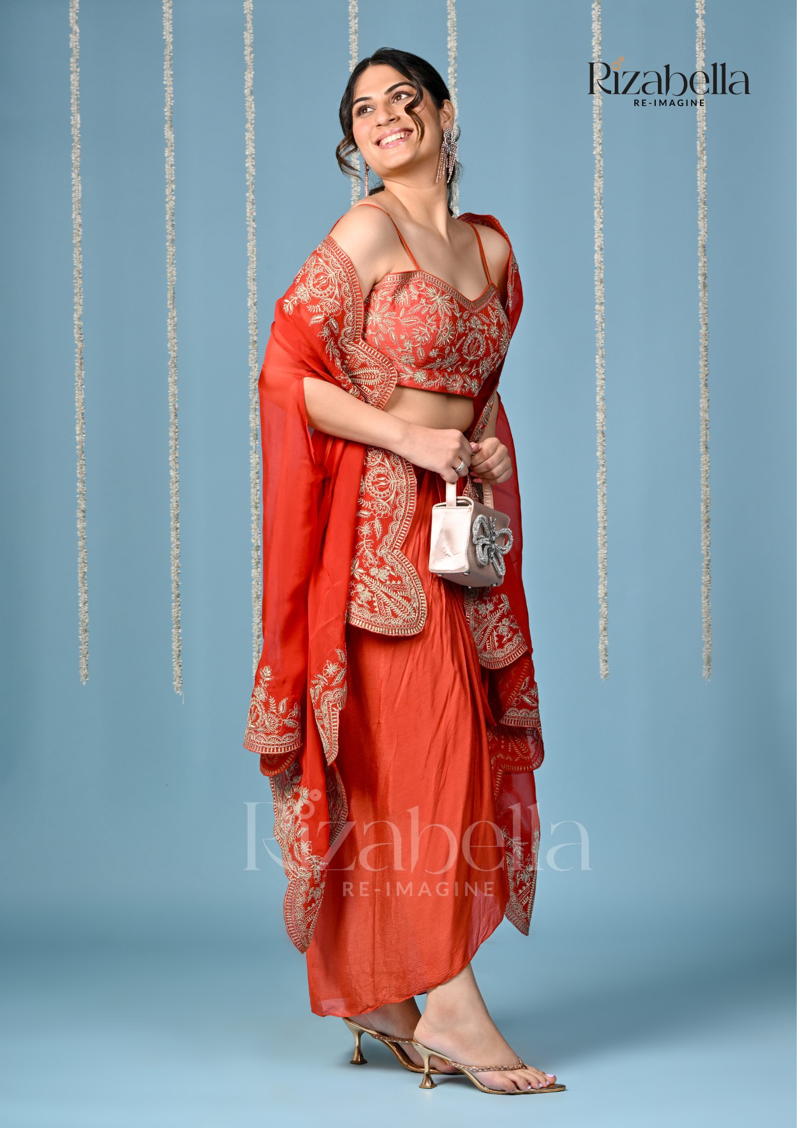 3 PCS bust, drape skirt with heavy Cape