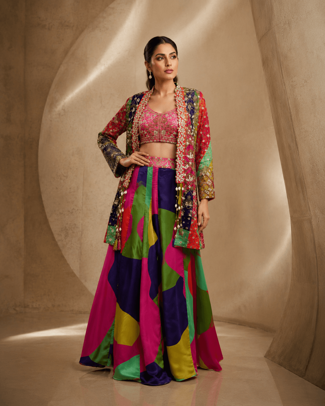 Rizabella Noor Luxe Co-Ord WITH Jacket Set Pink
