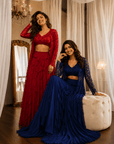 Blue flower Embroidered Lehenga Set