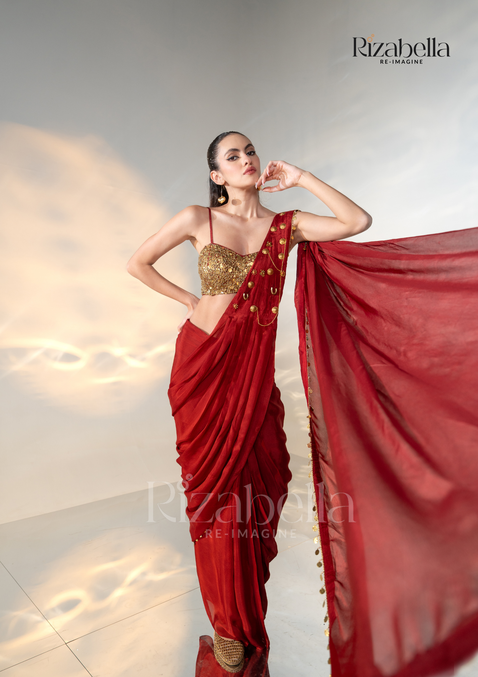 Ruby Noire Saree Set