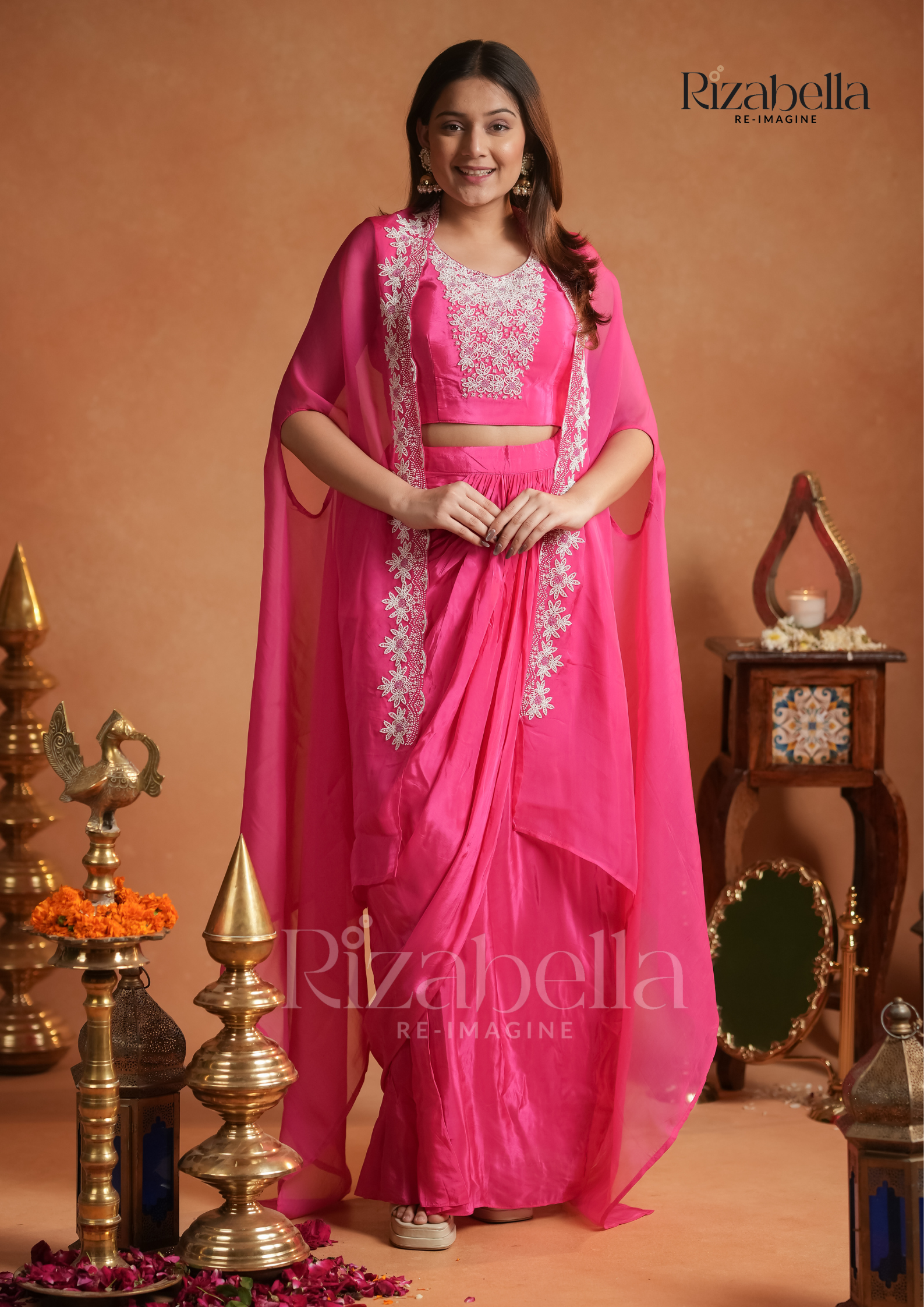 3 PCS dhoti style drape skirt