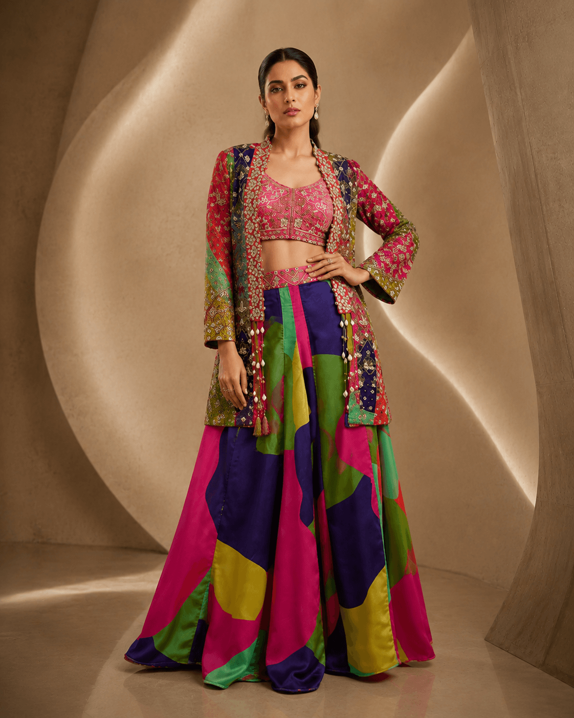 Rizabella Noor Luxe Co-Ord WITH Jacket Set Pink