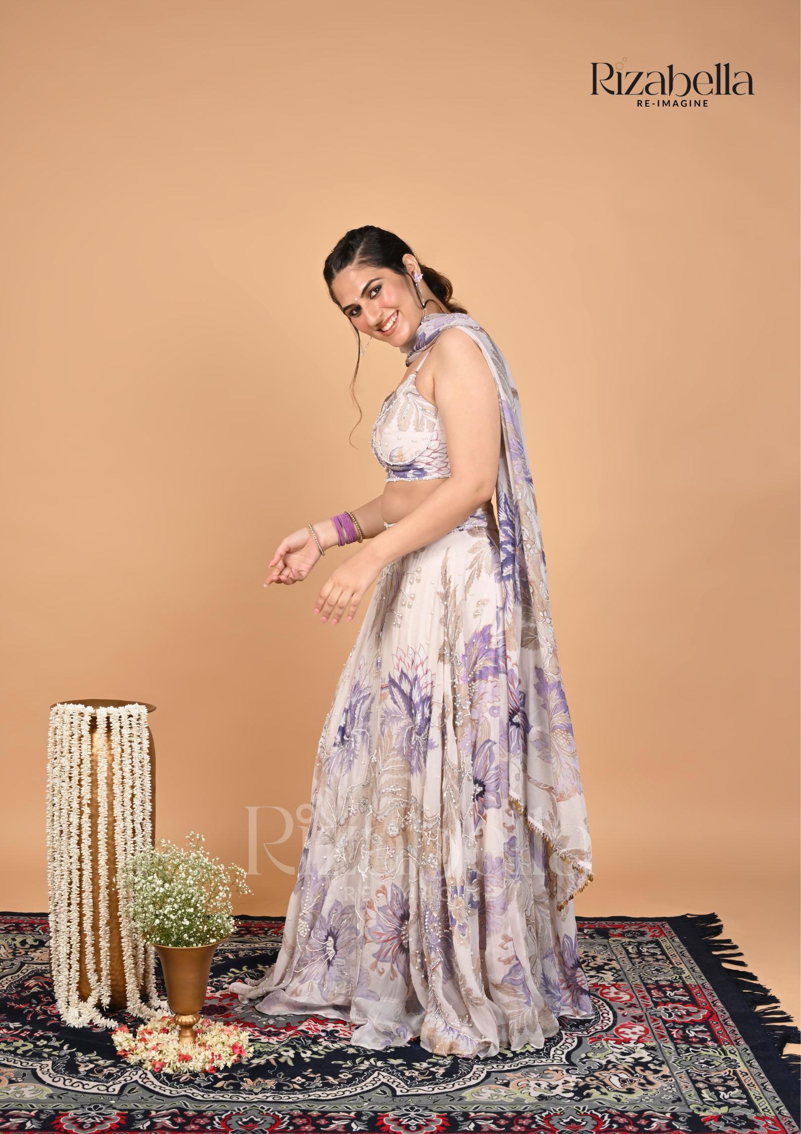 Lavender Floral Lehenga