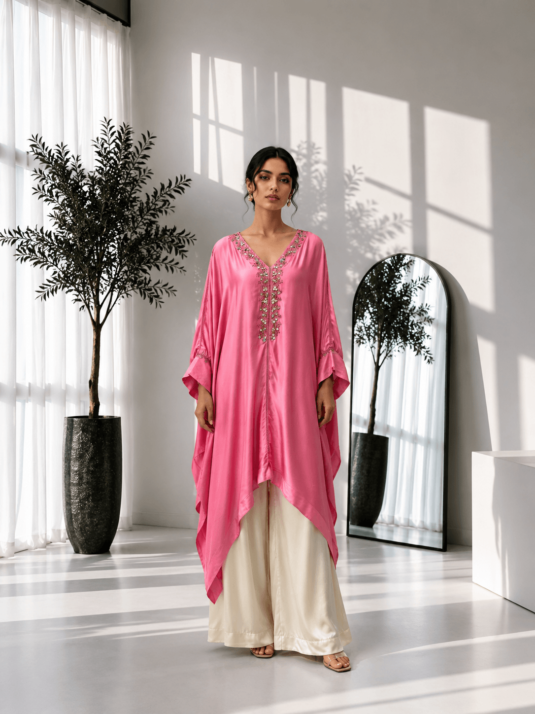 Embellished Kaftan Co-ord Set Pink