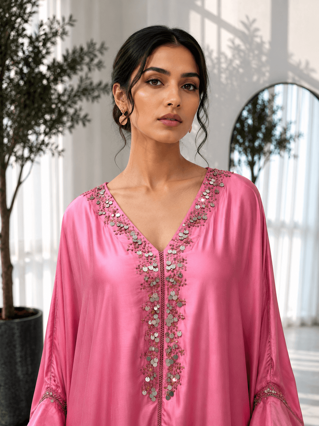 Embellished Kaftan Co-ord Set Pink