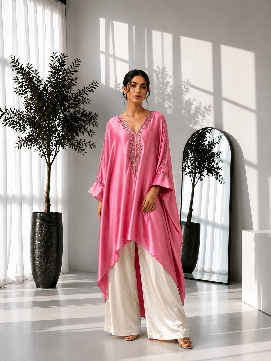 Embellished Kaftan Co-ord Set Pink