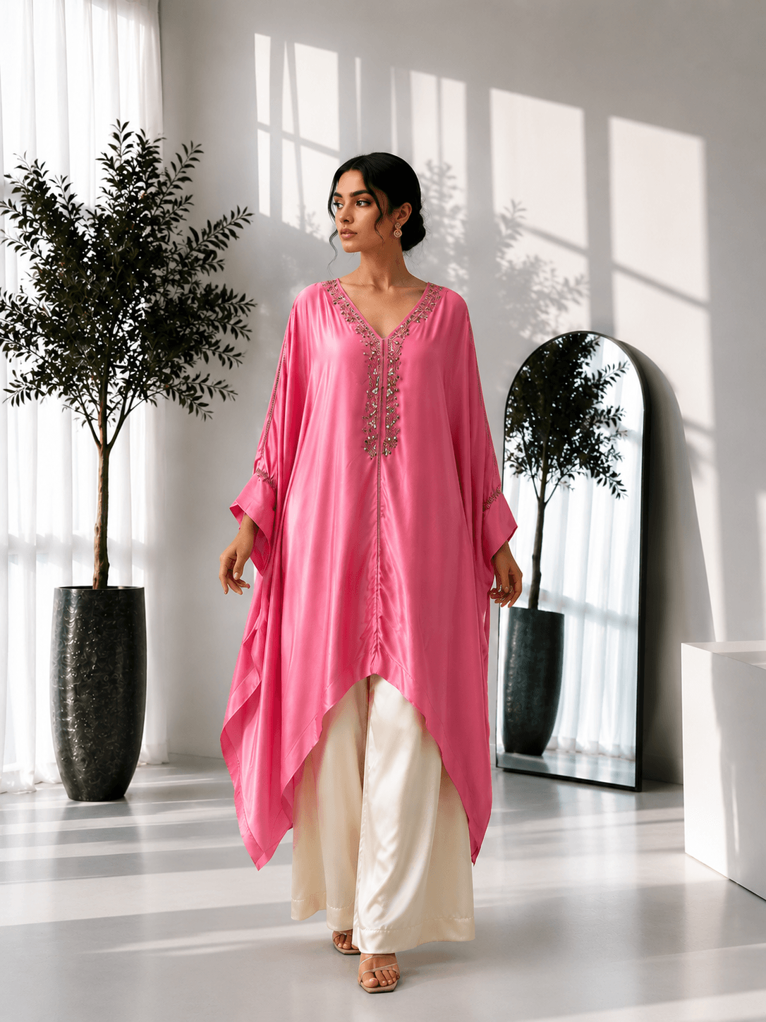 Embellished Kaftan Co-ord Set Pink