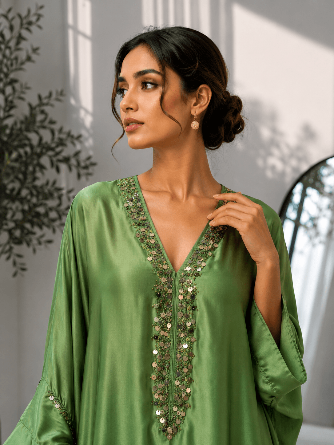 Embellished Kaftan Co-ord Set Green