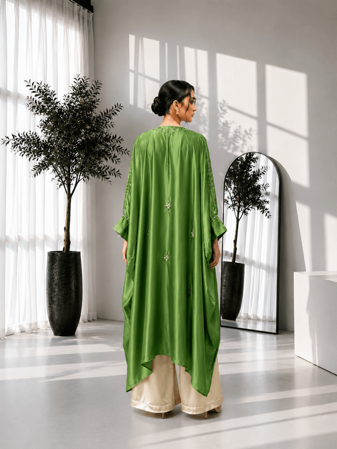 Embellished Kaftan Co-ord Set Green