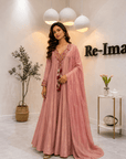 Pastel peach Embroidered Anarkali Set