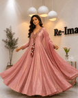 Pastel peach Embroidered Anarkali Set