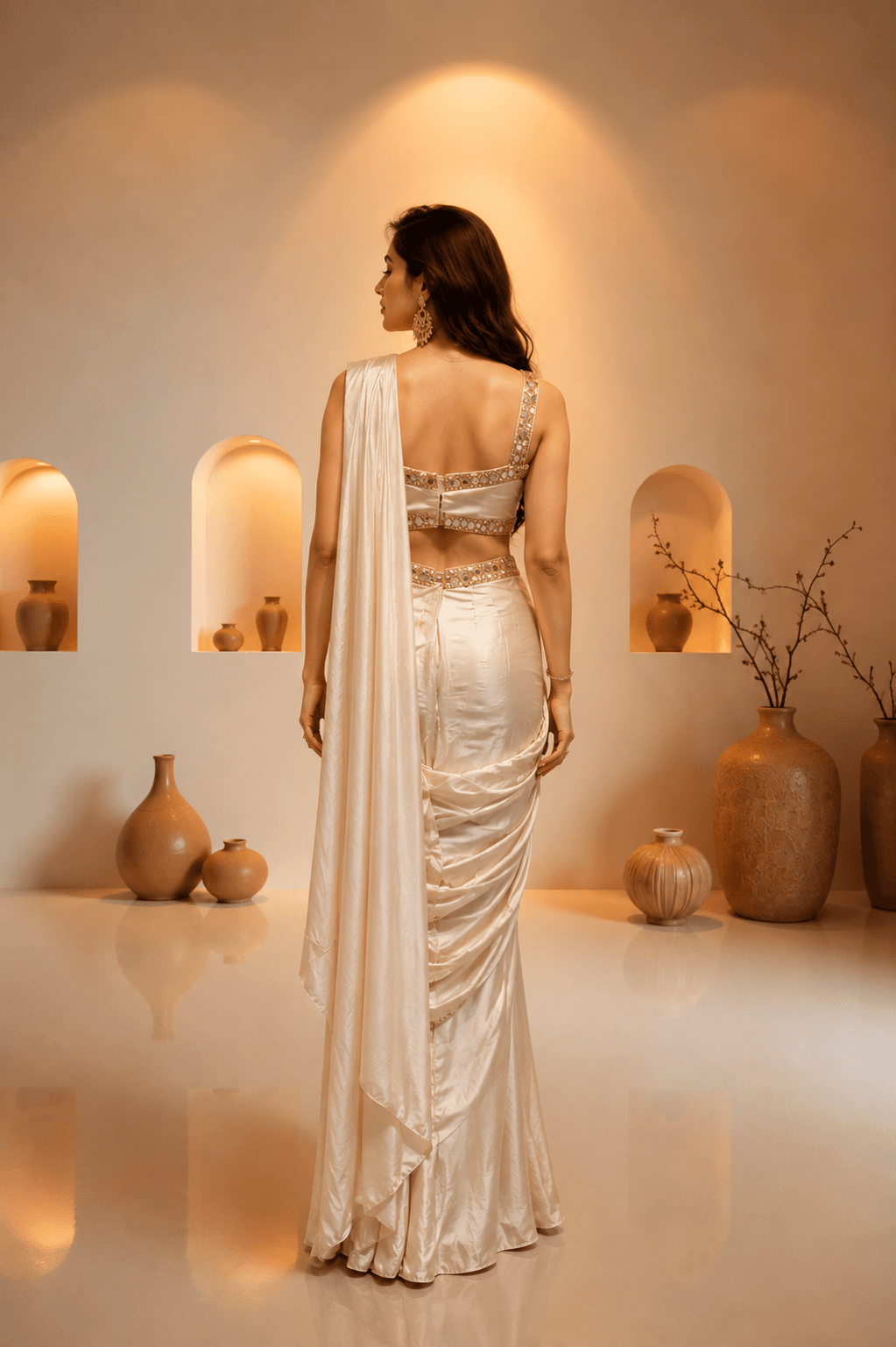 Royal Sapphire Crystal Saree Set