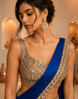 Royal Sapphire Crystal Saree Set