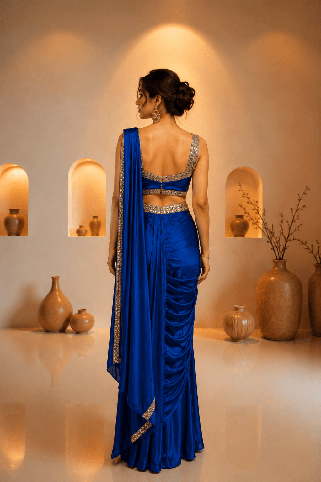 Royal Sapphire Crystal Saree Set