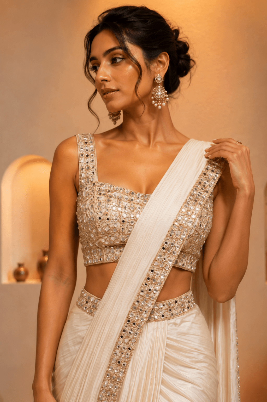 Royal Sapphire Crystal Saree Set