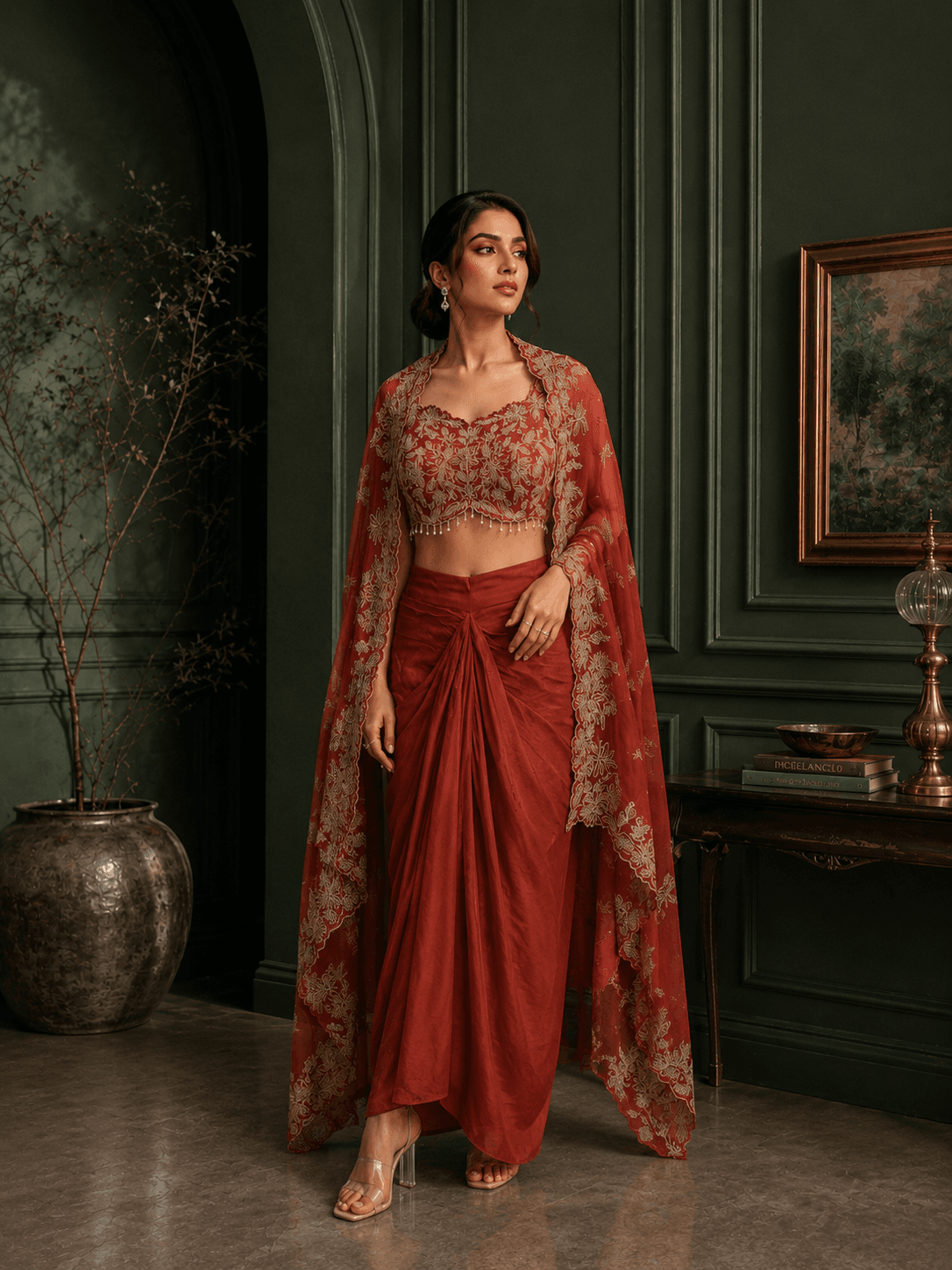 Blossom Cape Drape skirt Set