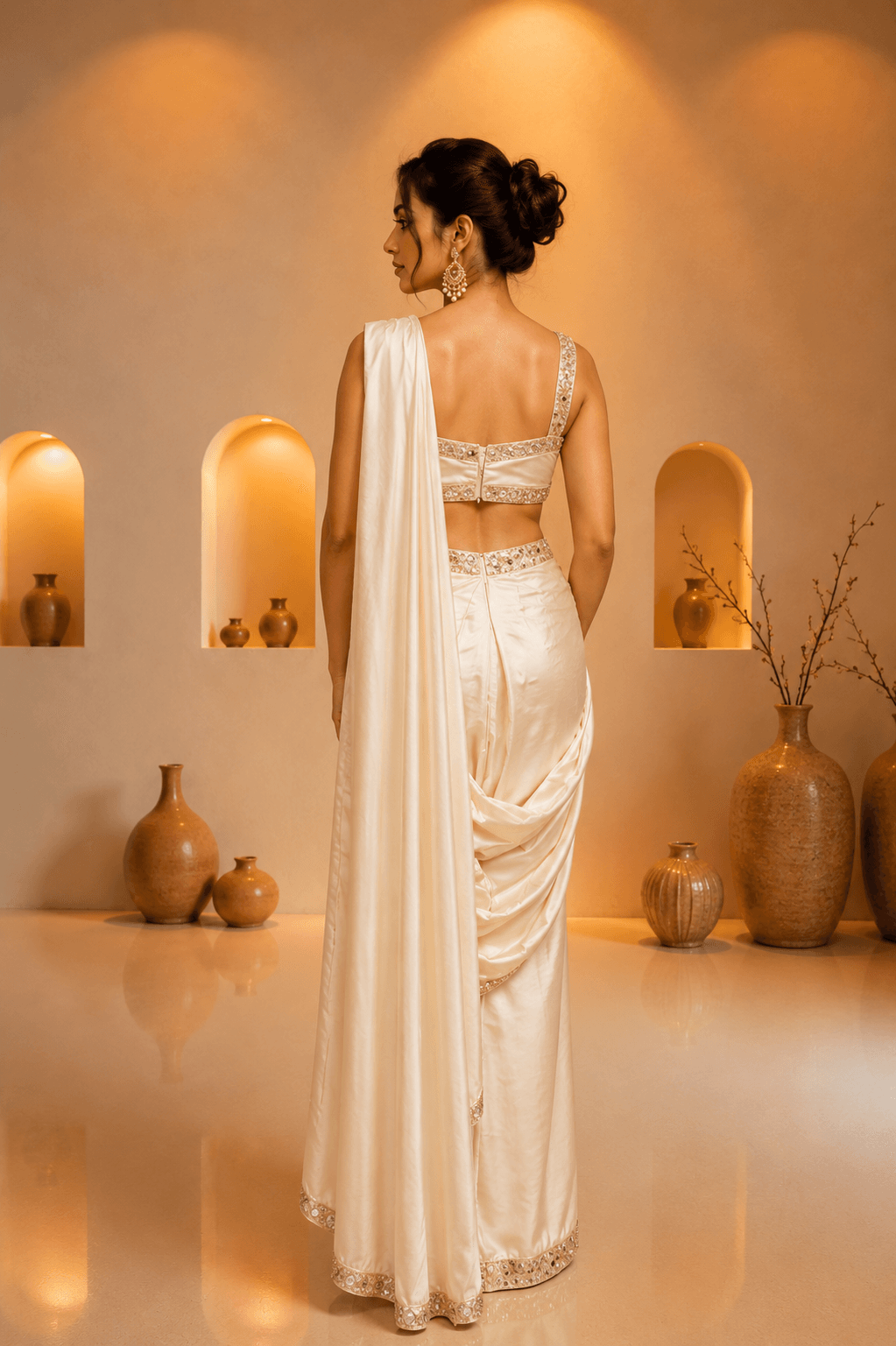 Royal Sapphire Crystal Saree Set