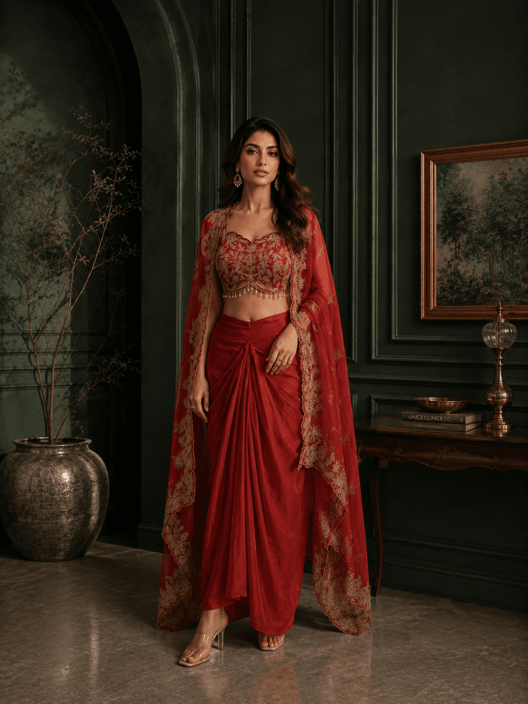 Blossom Cape Drape skirt Set
