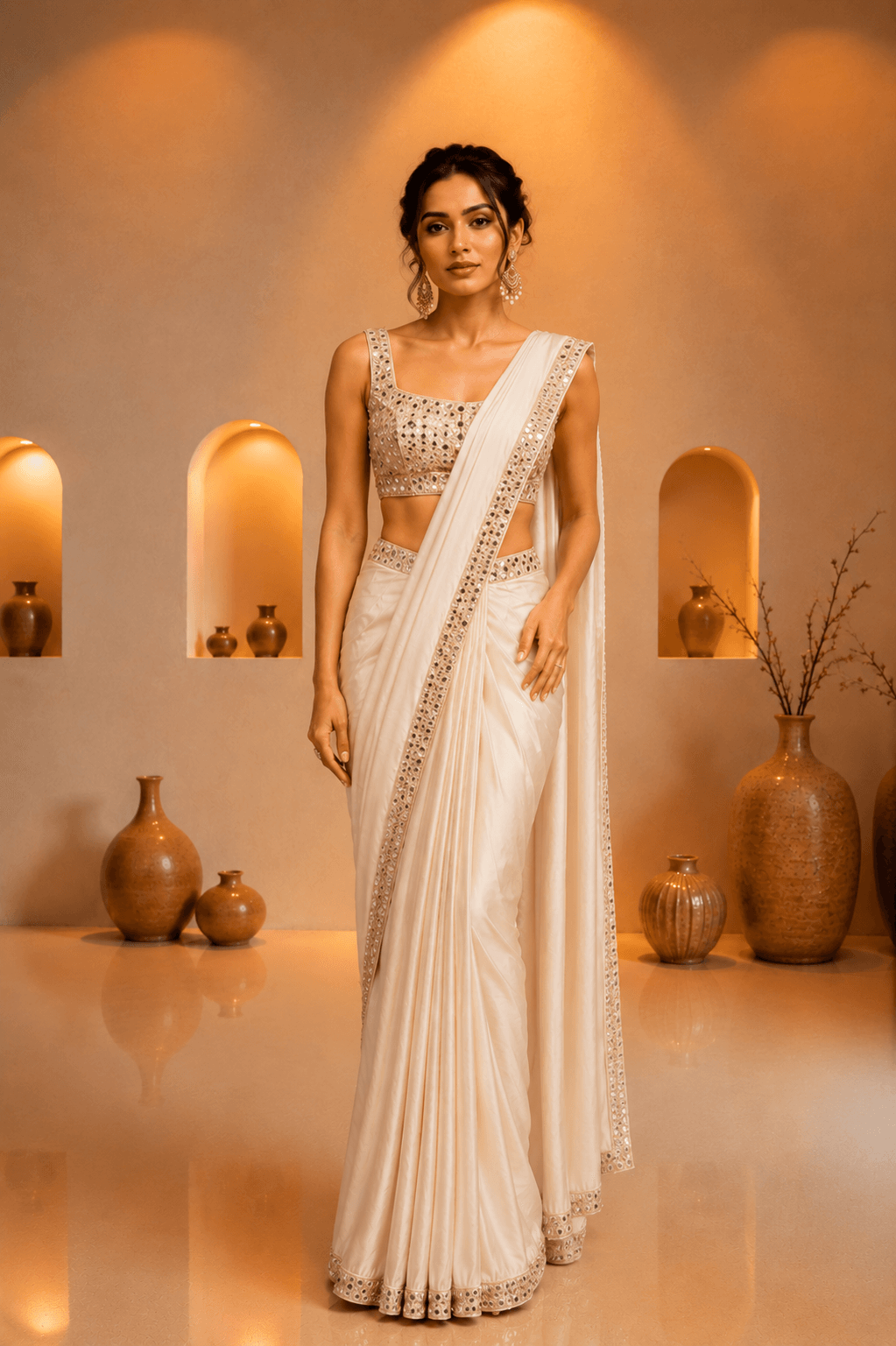 Royal Sapphire Crystal Saree Set