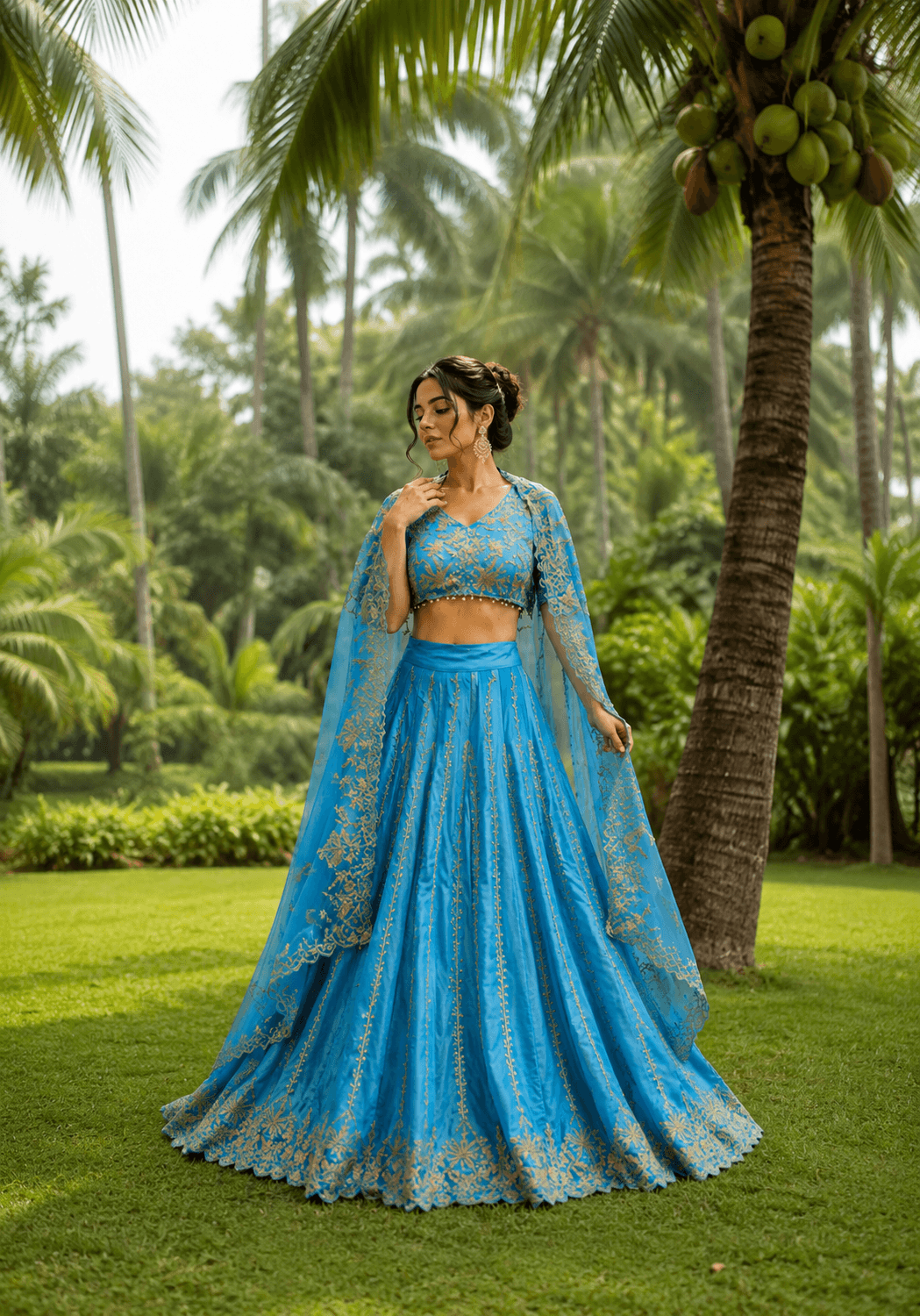 Azure Bloom EmbroidereD Lehenga Set