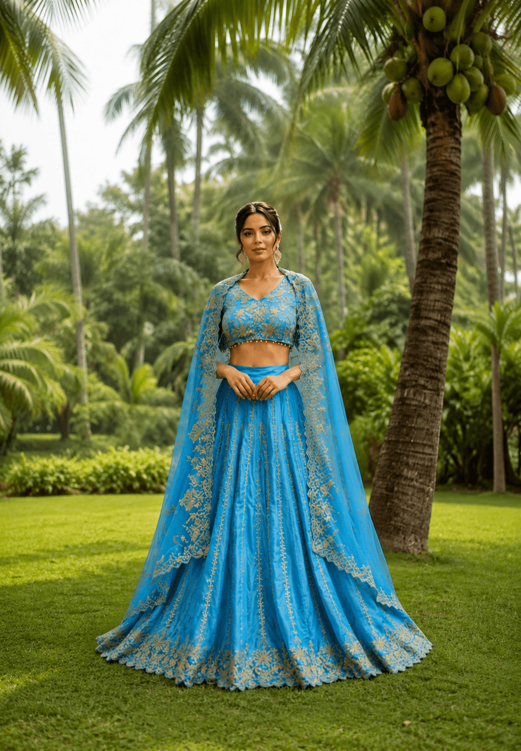 Azure Bloom EmbroidereD Lehenga Set