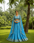 Azure Bloom EmbroidereD Lehenga Set