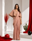 Rose Blush Cape Drape Saree Set