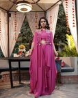 Embroidered Tassel Kaftan Set - Fuchsia Pink
