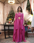 Embroidered Tassel Kaftan Set - Fuchsia Pink