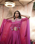 Embroidered Tassel Kaftan Set - Fuchsia Pink