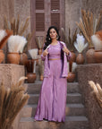 Embroidered Jacket, Palazzo Three-Piece Set - Lilac