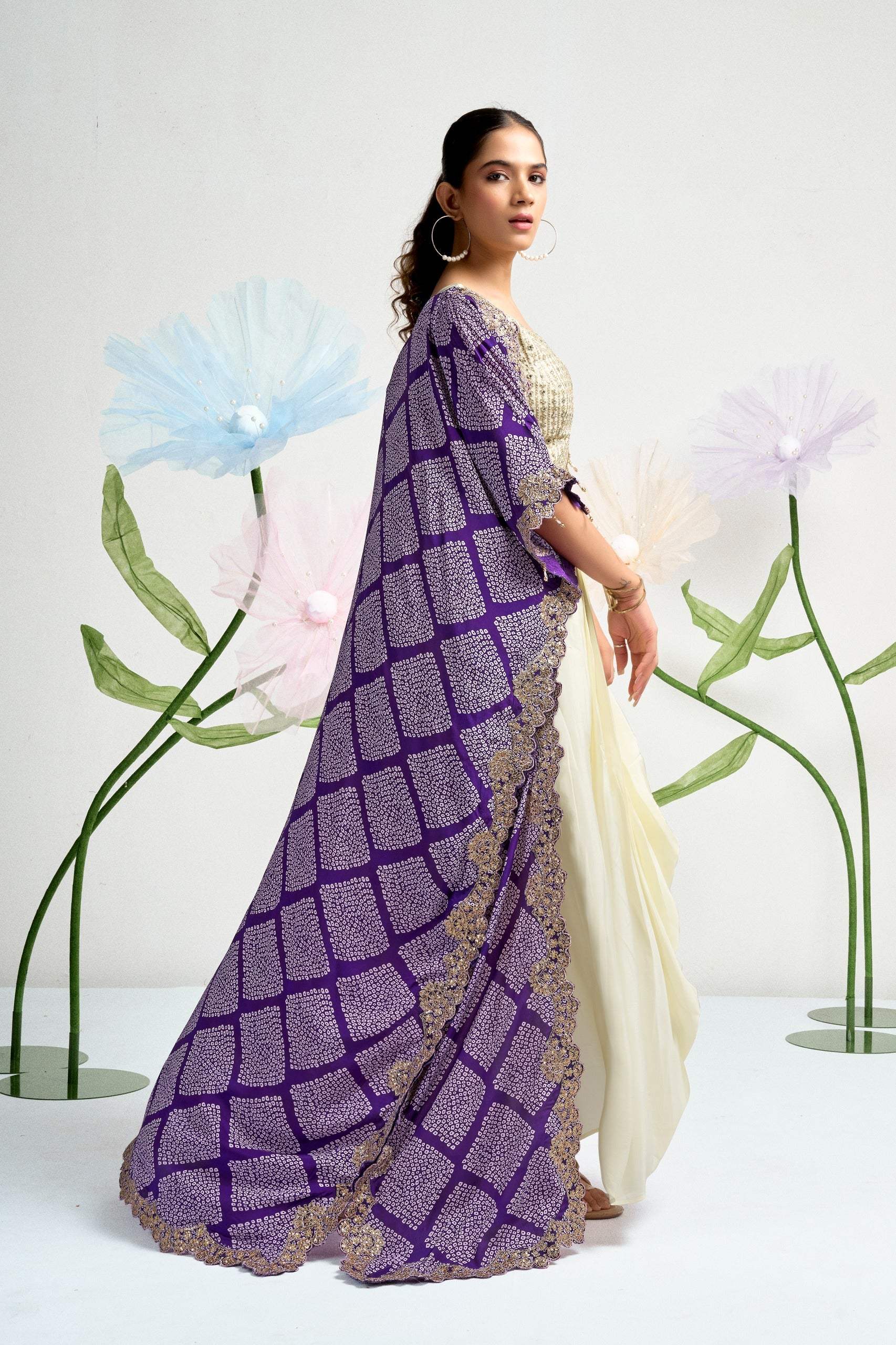 Royale Embellished Cape Draped Ensemble