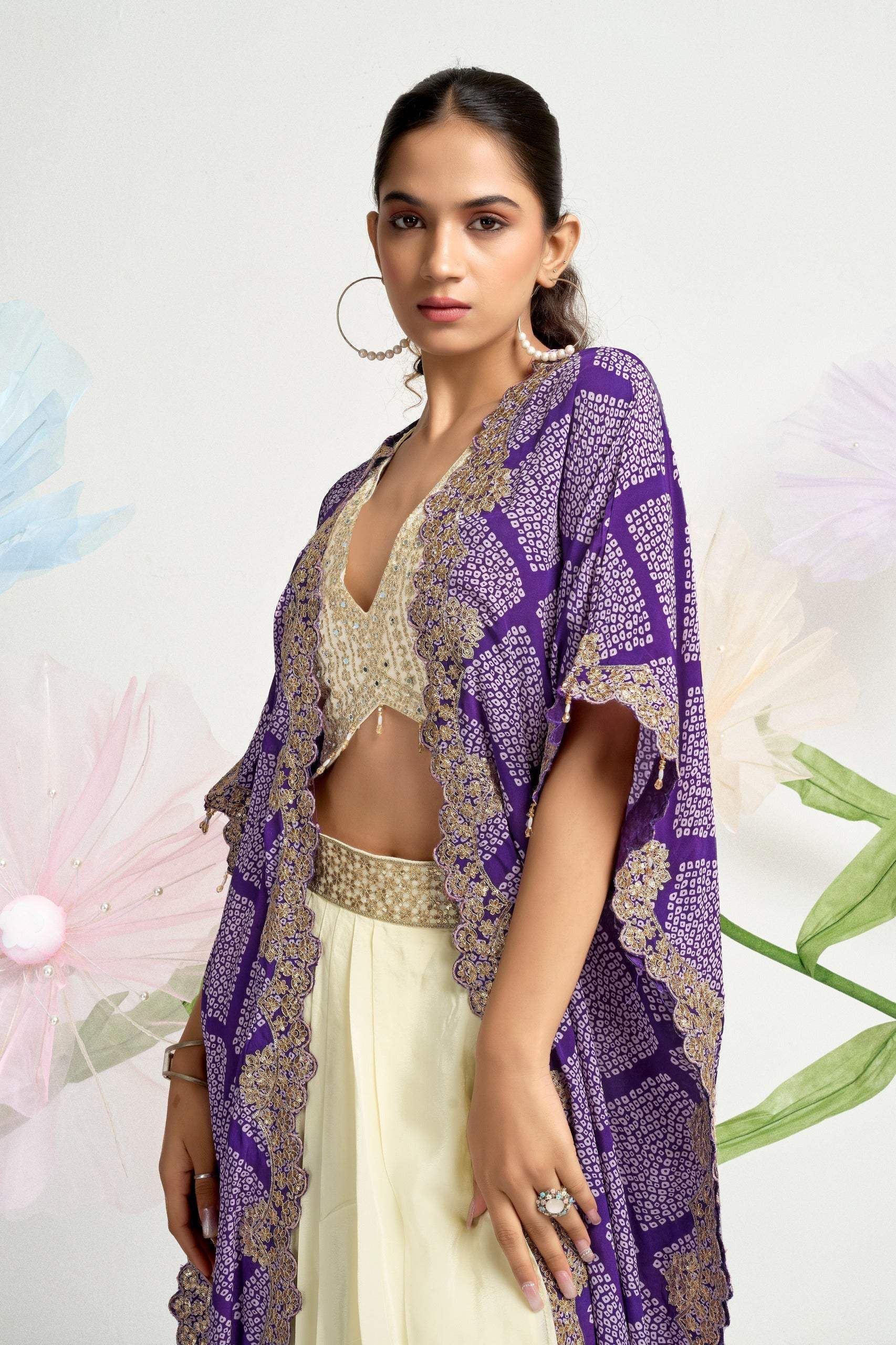 Royale Embellished Cape Draped Ensemble