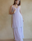 Mirror Embellished Sharara Set - Lavender