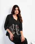 Embroidered jacket set - Black