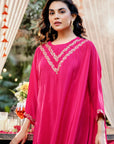 Embroidered Two-Piece Laurel Set - Vibrant Fuchsia