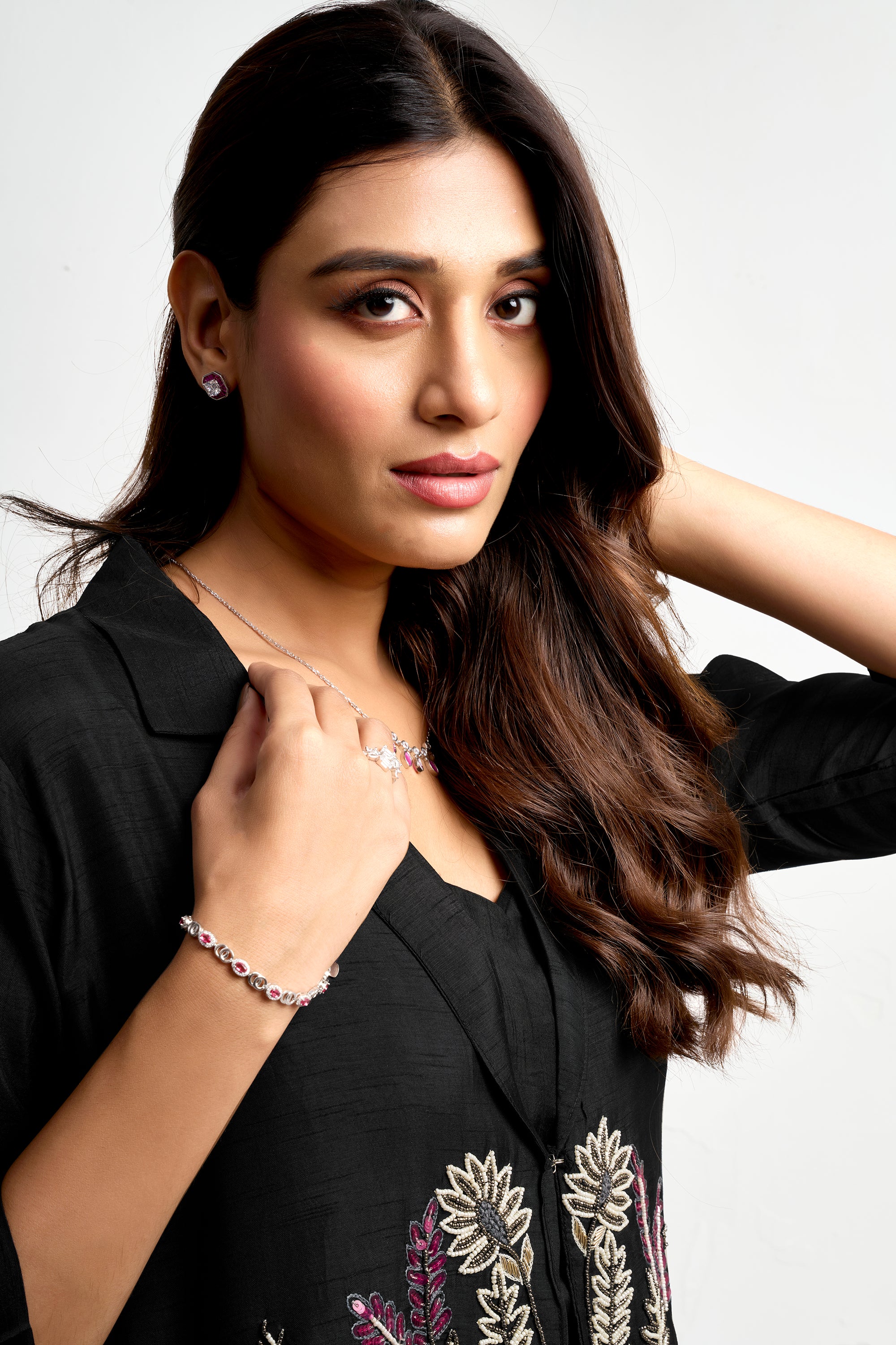 Embroidered jacket set - Black