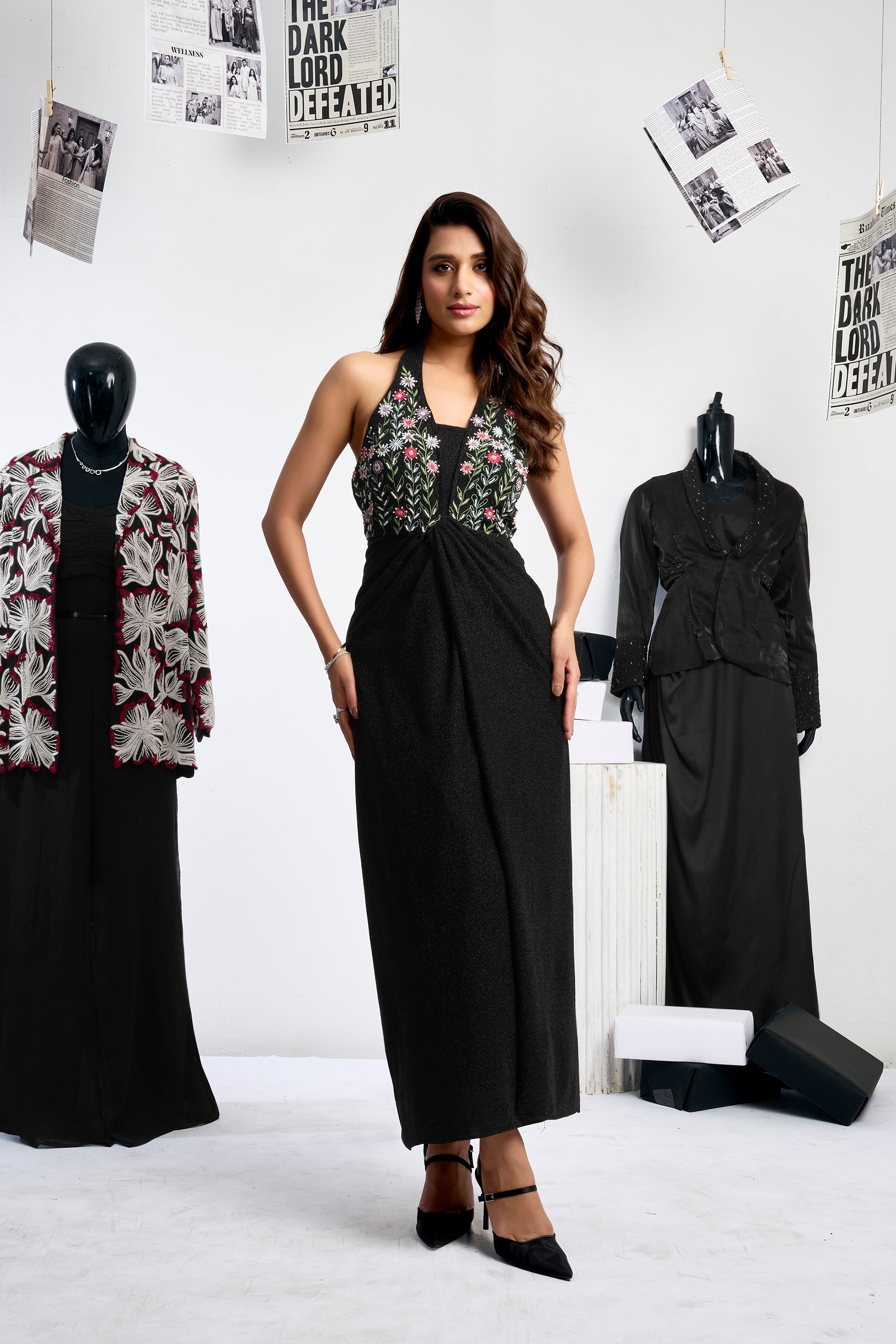 Halter Neck One Piece - Black