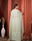 RIZABELLA Women Veda Embroidered Drape Set with Cape