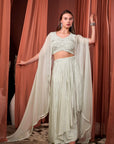 RIZABELLA Women Veda Embroidered Drape Set with Cape